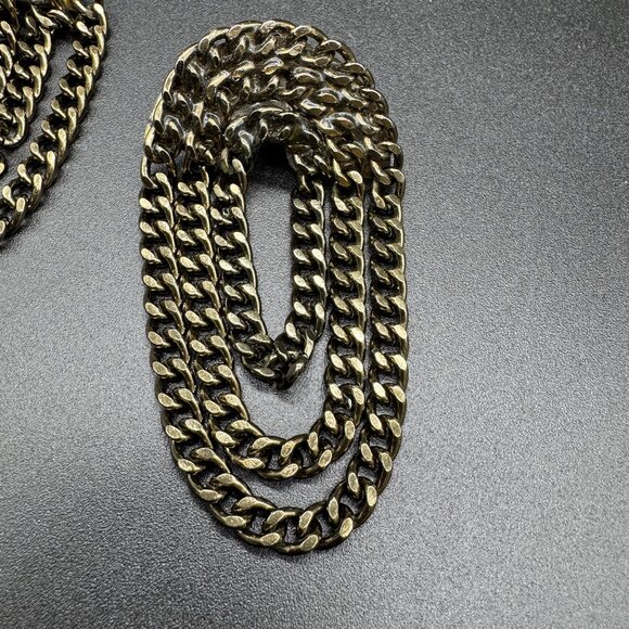 Grey Metal Chain Clip-on Earrings Dangling Statement Edgy - Picture 2 of 5